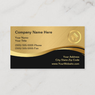 Real Estate Modern House Logo Black & Gold Business Card