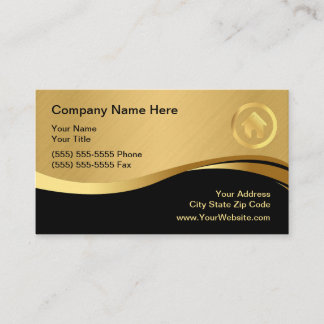 Real Estate Modern House Logo Black & Gold Business Card