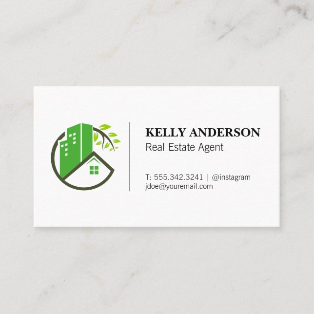 Real Estate Modern Icon Business Card (Front)