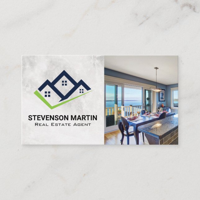 Real Estate Modern Kitchen | Homes Icon Business Card (Front)