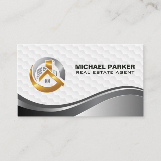 Real Estate Modern Logo | Buildings Business Card (Front)