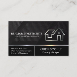 Real Estate Modern Logo   Sleek Black Pattern Business Card