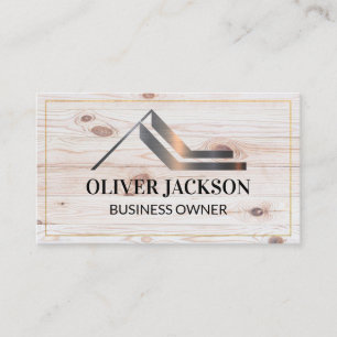 Real Estate Modern Logo Wood Grain Business Card