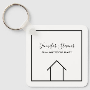 Real Estate Modern Personalised Open House Realtor Key Ring