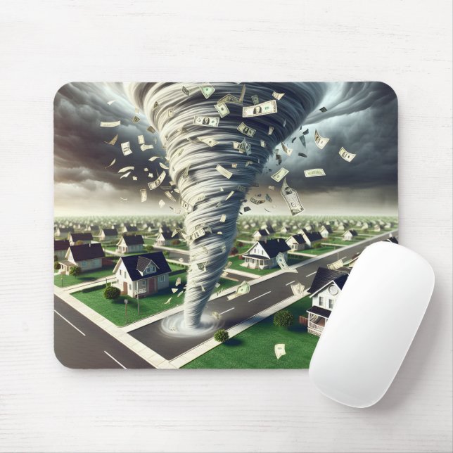 Real Estate Money Tornado Mouse Mat (With Mouse)