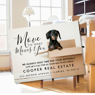 real estate  Move to what moves you  Announcement  Postcard