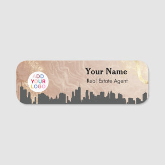 Real Estate Name Tag Badge with Skyline & Logo