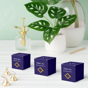 Real Estate Navy Blue House Logo Modern Realtor Favour Box