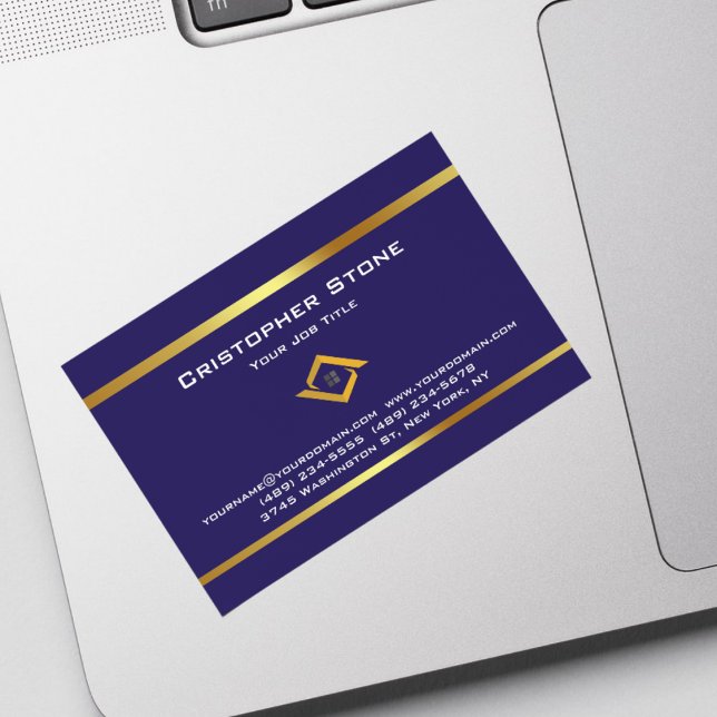 Real Estate Navy Blue House Logo Modern Realtor Magnetic Business Card (Real Estate Navy Blue House Logo Modern Realtor Business Card Magnet)