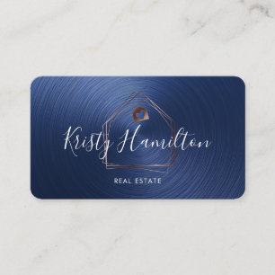 real estate navy professional house realtor photo business card