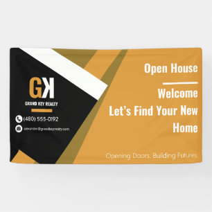 Real Estate Open House   Black & Gold Realtor Banner