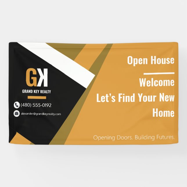 Real Estate Open House | Black & Gold Realtor Banner (Horizontal)