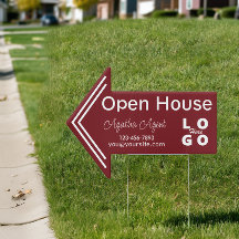 Real Estate Open House Burgandy Arrow Yard