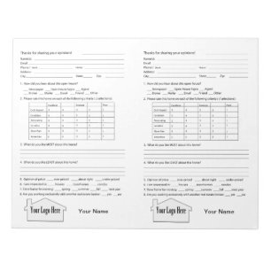 Real Estate Open House Feedback Notepad