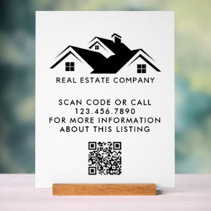 Real Estate Open House Logo Custom QR Code Acrylic Sign