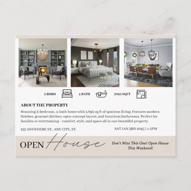 Real Estate Open House Marketing Postcard (Front)