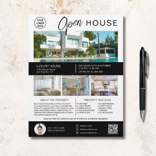 Real Estate Open House Modern Script Logo Flyer
