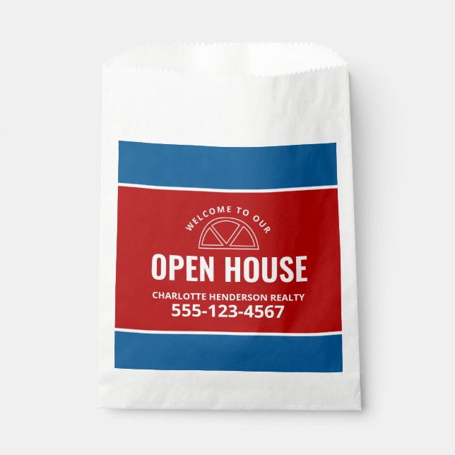 Real Estate Open House Red Blue Treat Favour Bag (Front)