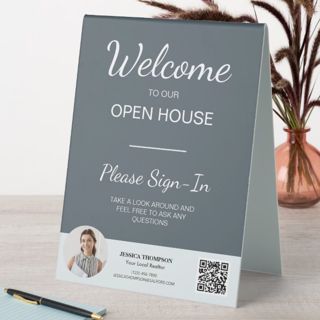 Real Estate Open House Sign In QR Code Table Sign (In SItu (Table))