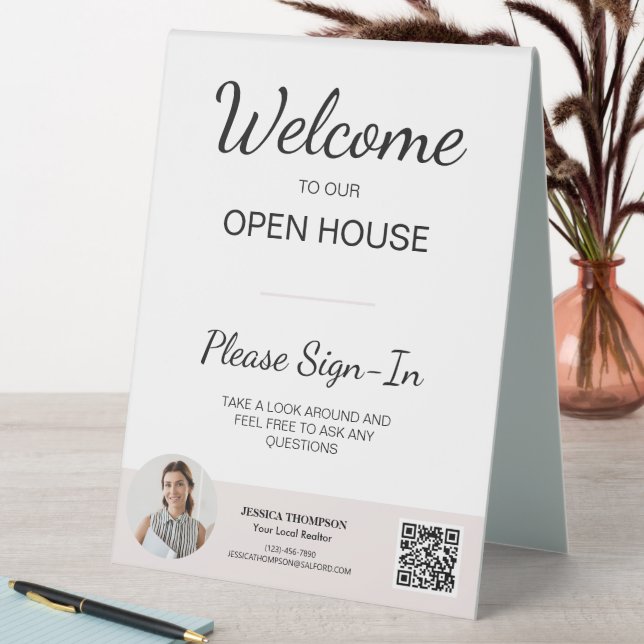 Real Estate Open House Sign In QR Code Table Sign (In SItu (Table))