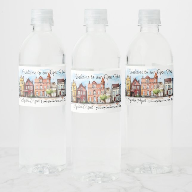 Real Estate Open House  Water Bottle Label (Bottles)