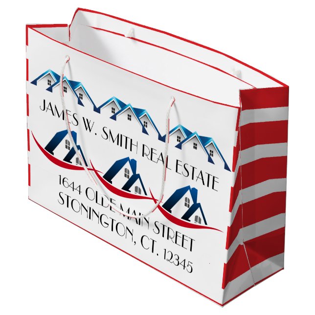 Real Estate Paper Tote Large Gift Bag (Back Angled)