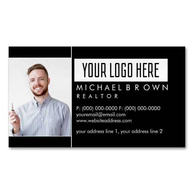 Real Estate Photo Magnetic Business Card (Front)