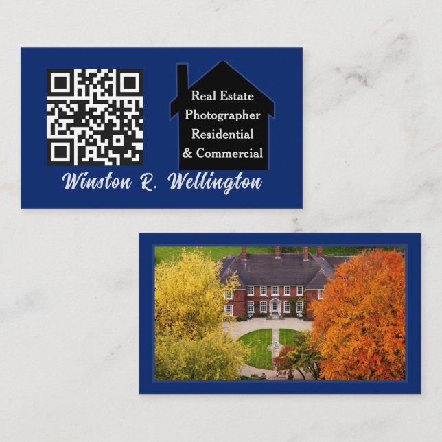 Real Estate Photographer QR Code Photo Template Business Card (Front/Back)