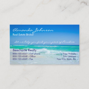 Real Estate Piece of Paradise Beach Waves Business Card