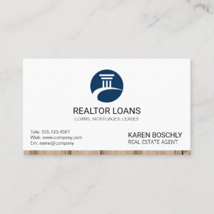 Real Estate   Pillar Icon Wood Trim Business Card