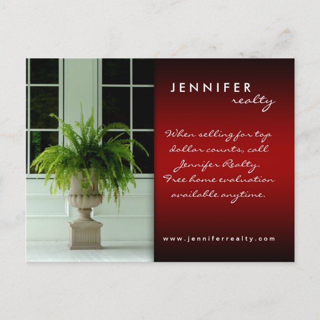 Real Estate Postcards Green Fern House Red Black (Front)