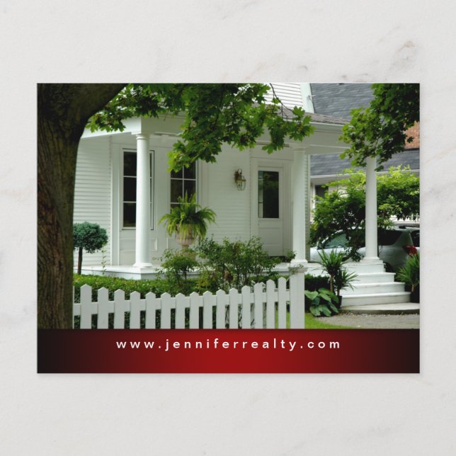 Real Estate Postcards White Green House Red Ftr (Front)