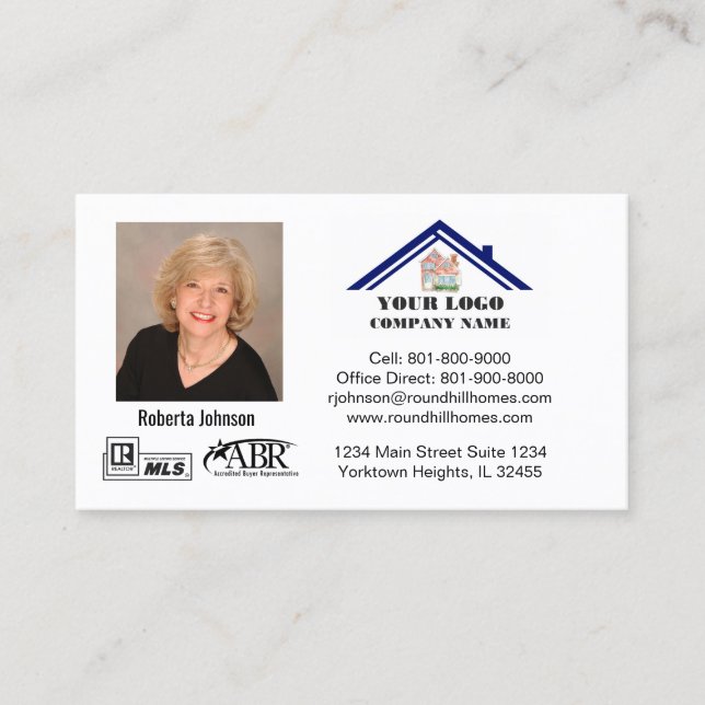 Real Estate Professional Add Photo Logo QR Code  Business Card (Front)