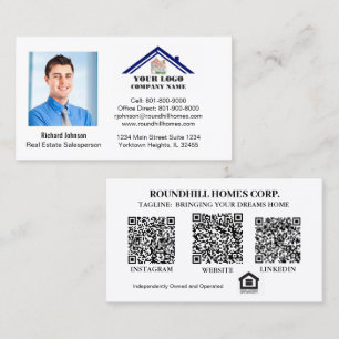 Real Estate Professional Add Photo Logo QR Code Business Card