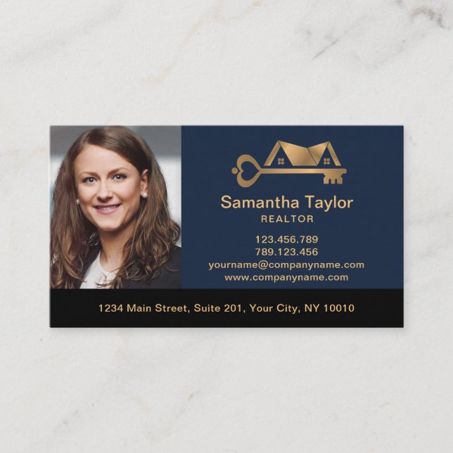 Real Estate Professional  Add Photo logo Realtor B Business Card (Front)