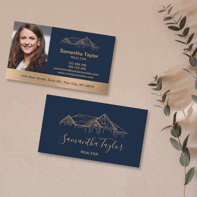 Real Estate Professional  Add Photo logo Realtor B Business Card (Creator Uploaded)