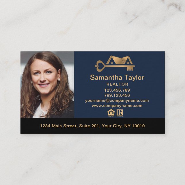 Real Estate Professional  Add Photo logo Realtor B Business Card (Front)