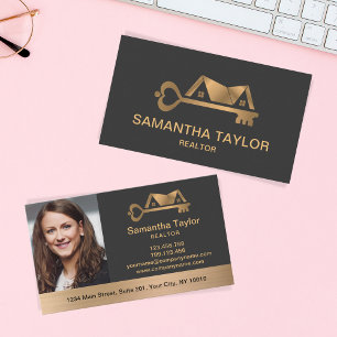 Real Estate Professional  Add Photo logo Realtor Business Card
