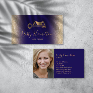 real estate professional house key add photo business card