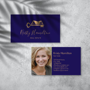 real estate professional house key add photo business card