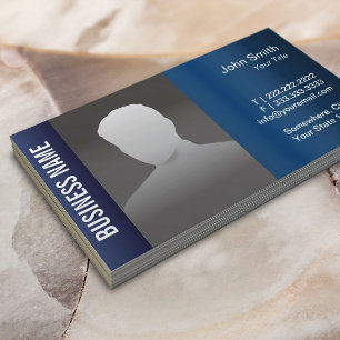 Real Estate Professional Photo Modern Blue Metal Business Card