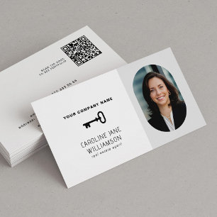 Real estate professional photo QR code key logo Business Card