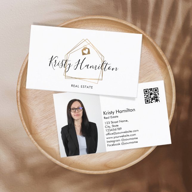 real estate professional realtor add photo QR code Business Card (Creator Uploaded)