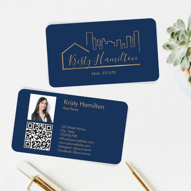 real estate professional realtor add photo QR code Business Card (Creator Uploaded)