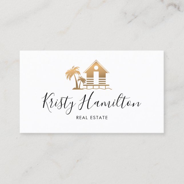 real estate professional realtor beach house photo business card (Front)