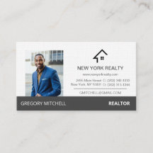 Real Estate Profile Grey and White Business Card