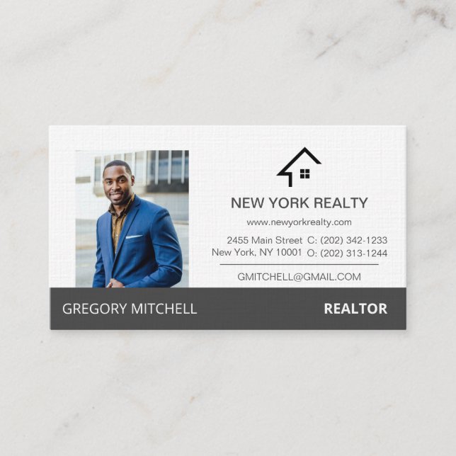 Real Estate Profile Grey and White Business Card (Front)
