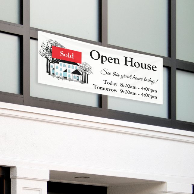 Real Estate Promo Open House Today Sign Banner (Outside Building)