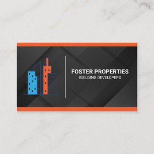 Real Estate Properties Buildings Black Orange Business Card