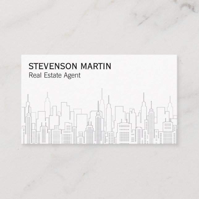 Real Estate Properties | City Background Business Card (Front)